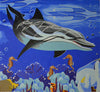 Oeuvre de mosaïque - Dauphin rayé et hippocampes | Vie marine et nautique | Mozaïco