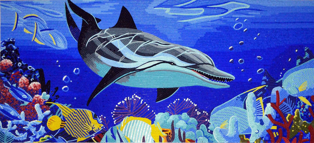 Art de la mosaïque de verre - Saut de dauphin Mozaico