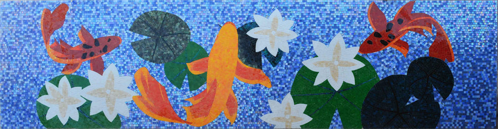 Lagoa com Peixes - Arte em Mosaico