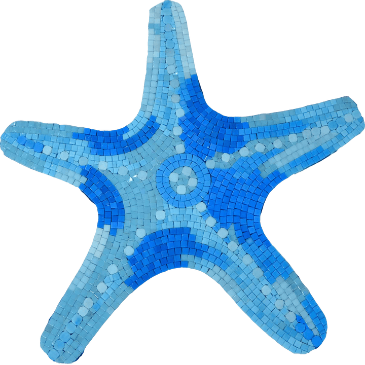 Arte em mosaico de estrela do mar cobalto
