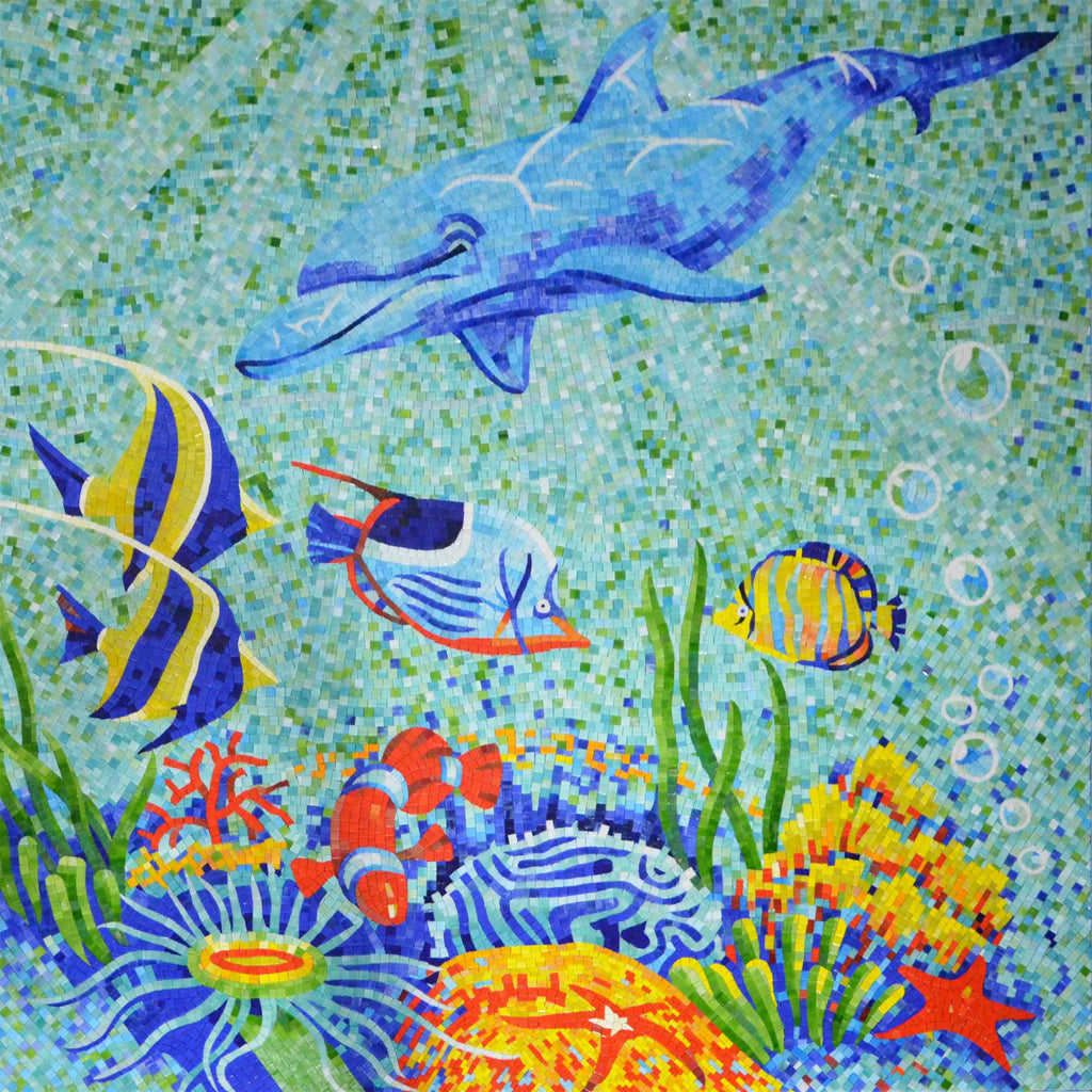 Colorful Sea Creatures - Nautical Mosaic