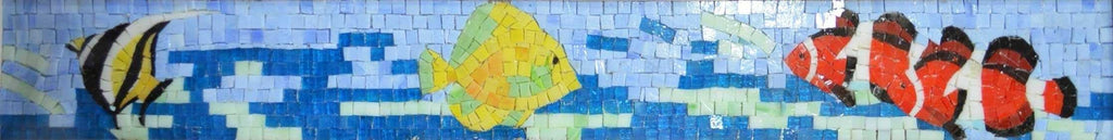 Mosaïque de verre avec bordure de poisson Mozaico