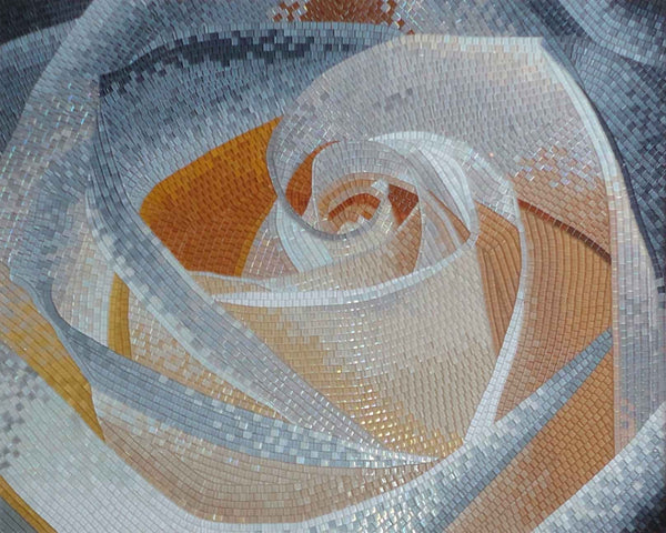 Enchanting Rose Bloom - Glass Mosaic Floral Art - Mesh Backing
