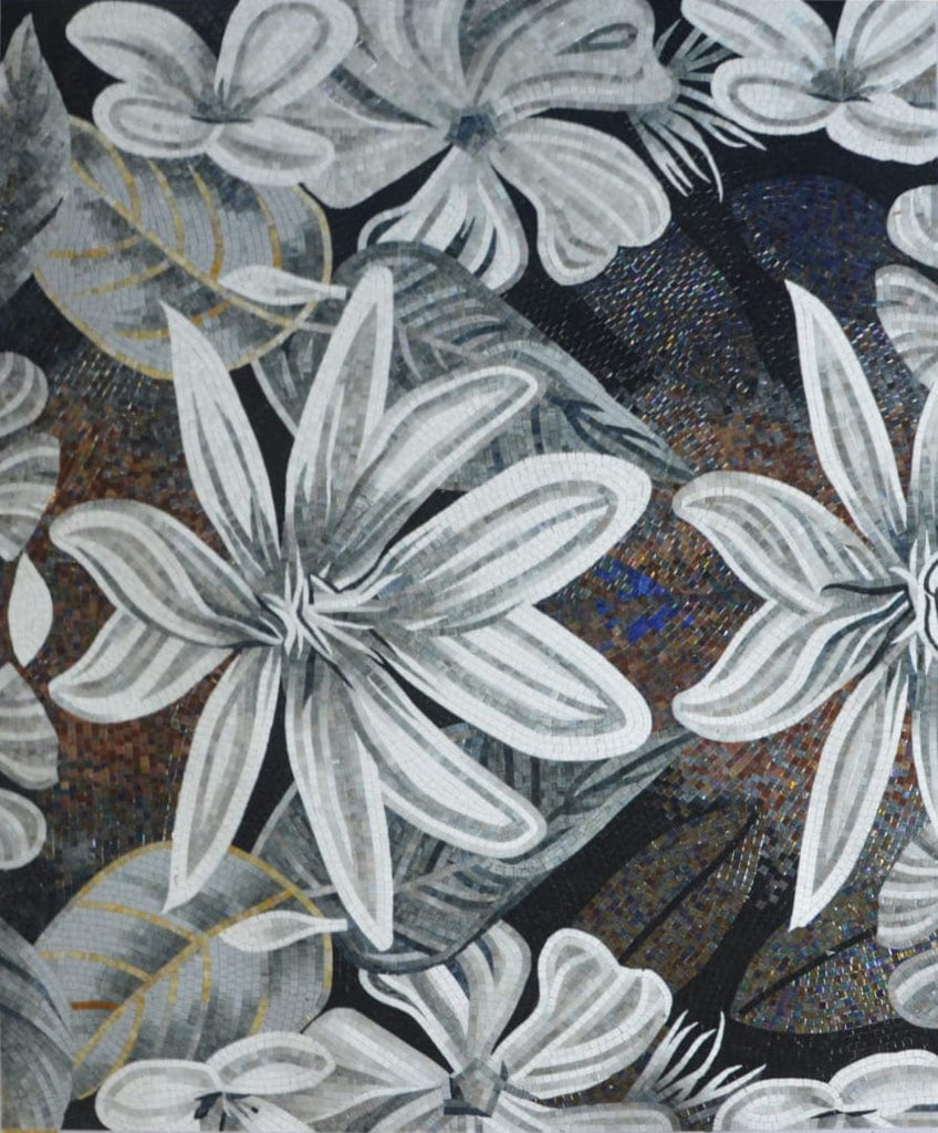 Oeuvre de mosaïque - Les fleurs grises