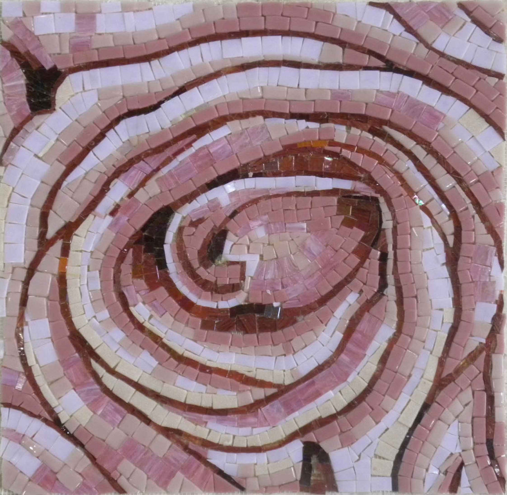 Arte em mosaico floral - The Pink Rose Mozaico