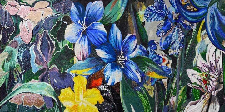 Arte em mosaico floral - Mosaico de vidro multicolorido