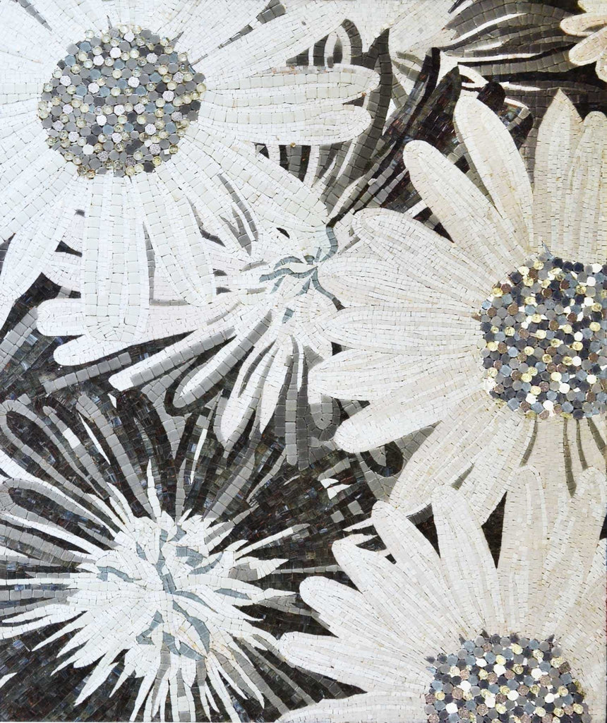 Arte em mosaico para venda - Daisy Mozaico monocromático