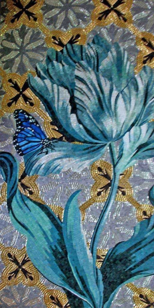 Mosaic Tile Art - Blue Lagoon Flower Mozaico