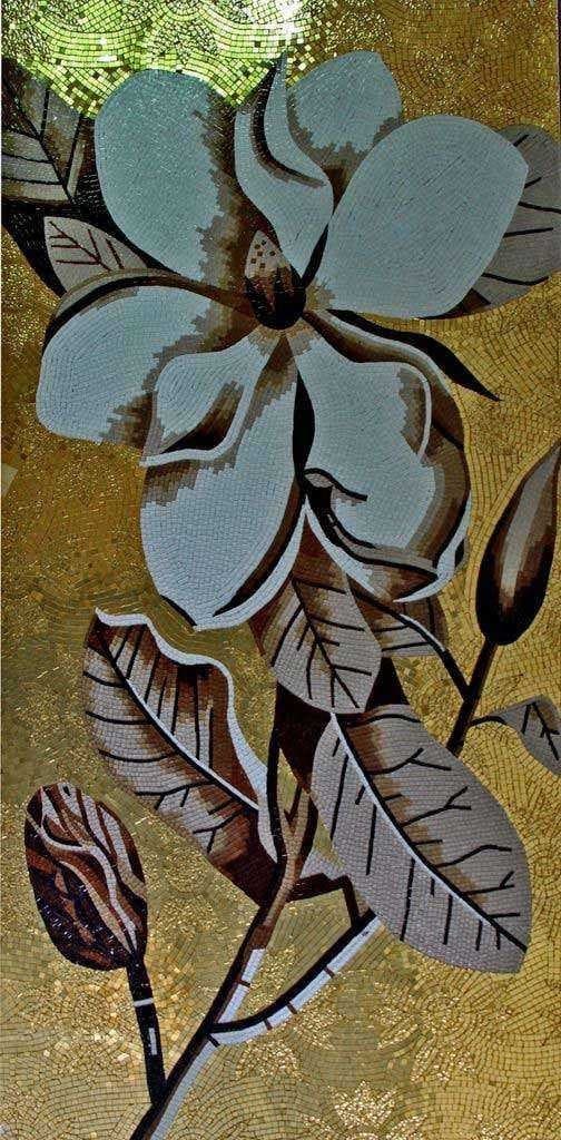 Mosaico Arte Floreale - Fiore In Mozaico Grigio