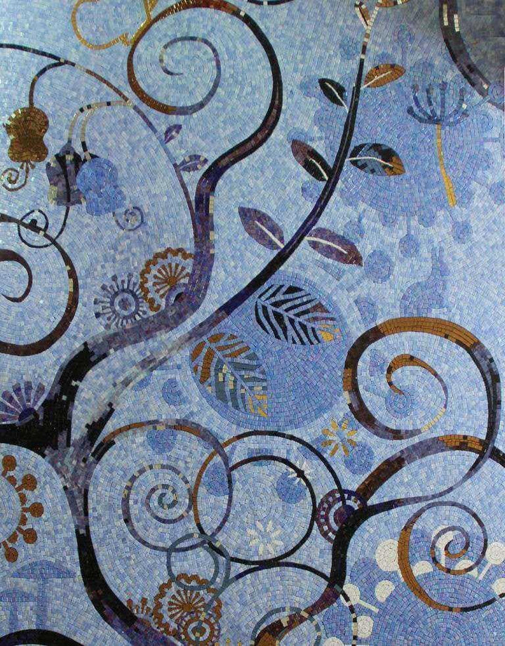 Artistic Floral Mosaic Art - Swirling Tree Mozaico