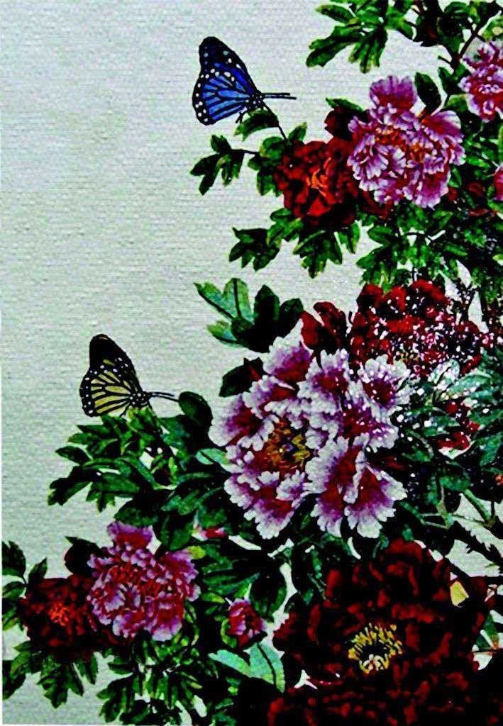 Mural Mosaico de Vidrio - Mariposas sobre Flores Mozaico
