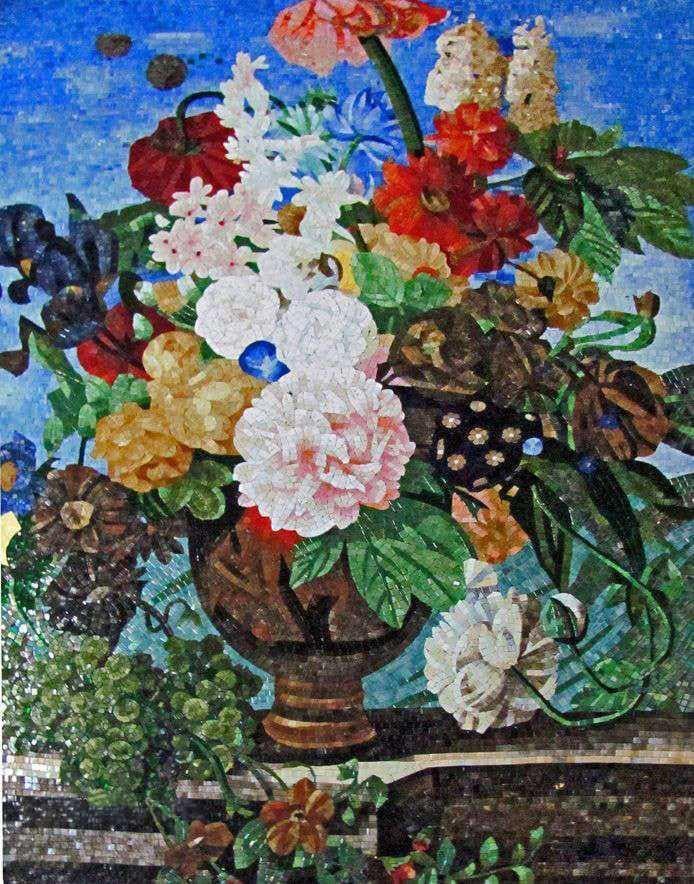 Opera d'arte di fiori in mosaico - Bouquet luminoso Mozaico
