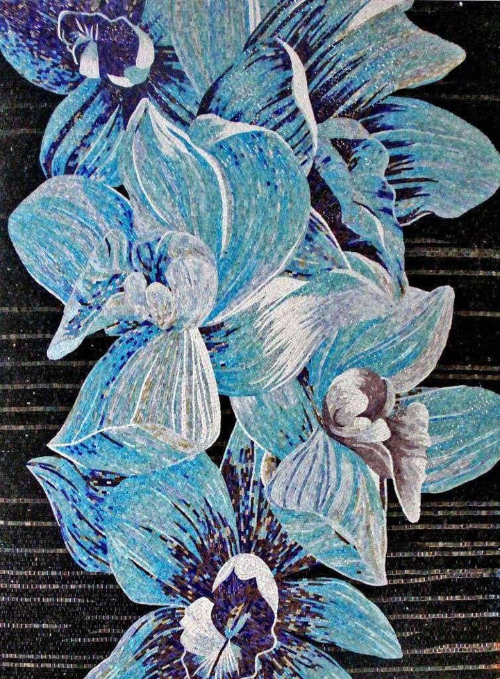Flower Mosaic Art - Blue Magnolia Mozaico
