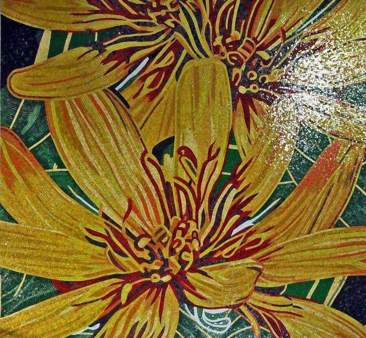 Arte em mosaico de flores - Gerbera amarela Mozaico
