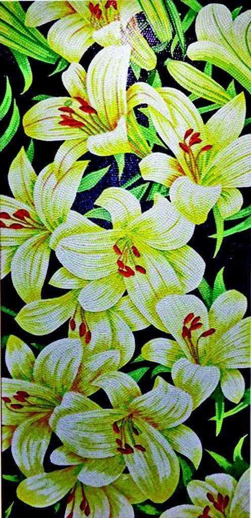 Arte Mosaico Flor - Iris Blanco Mozaico