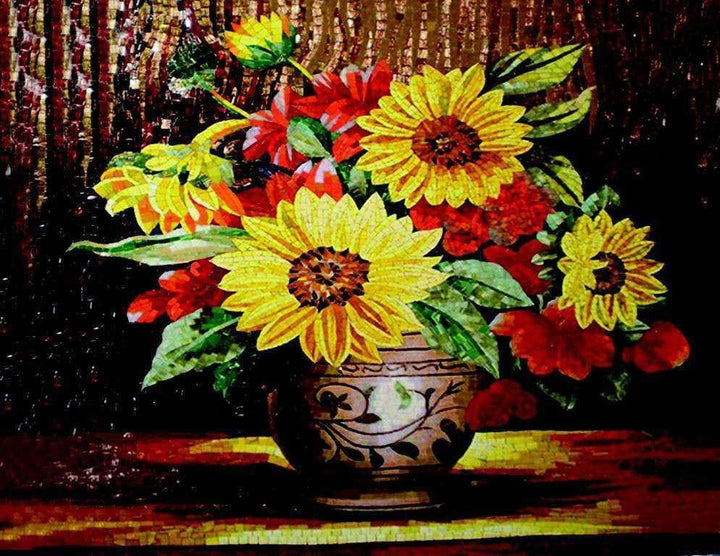 Sunflower Mosaic - Flower Mosaic Art Mozaico