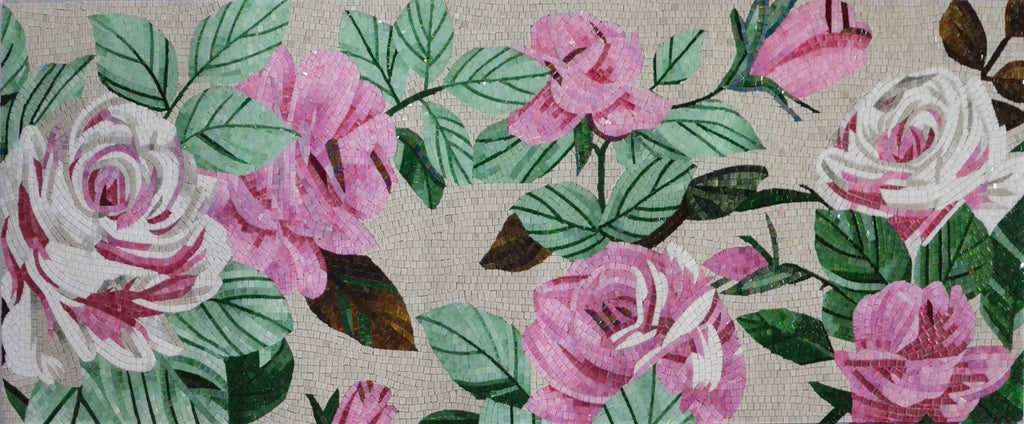 Oeuvre de mosaïque florale Eden Roses