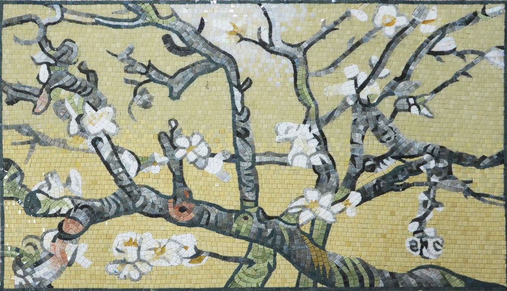 A Árvore Dourada - Mosaico de Vidro Art Wall