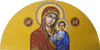 Virgem Maria e filho - mosaico de vidro religioso arqueado