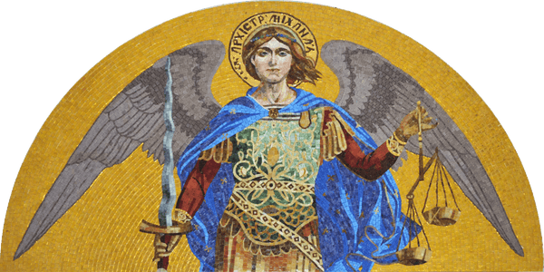 Saint Michael Figure - Glass Mosaic Pattern Micheal Religious Art - Mesh Backing