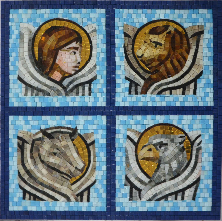 Os Símbolos dos Quatro Evangelistas Arte Religiosa do Mosaico