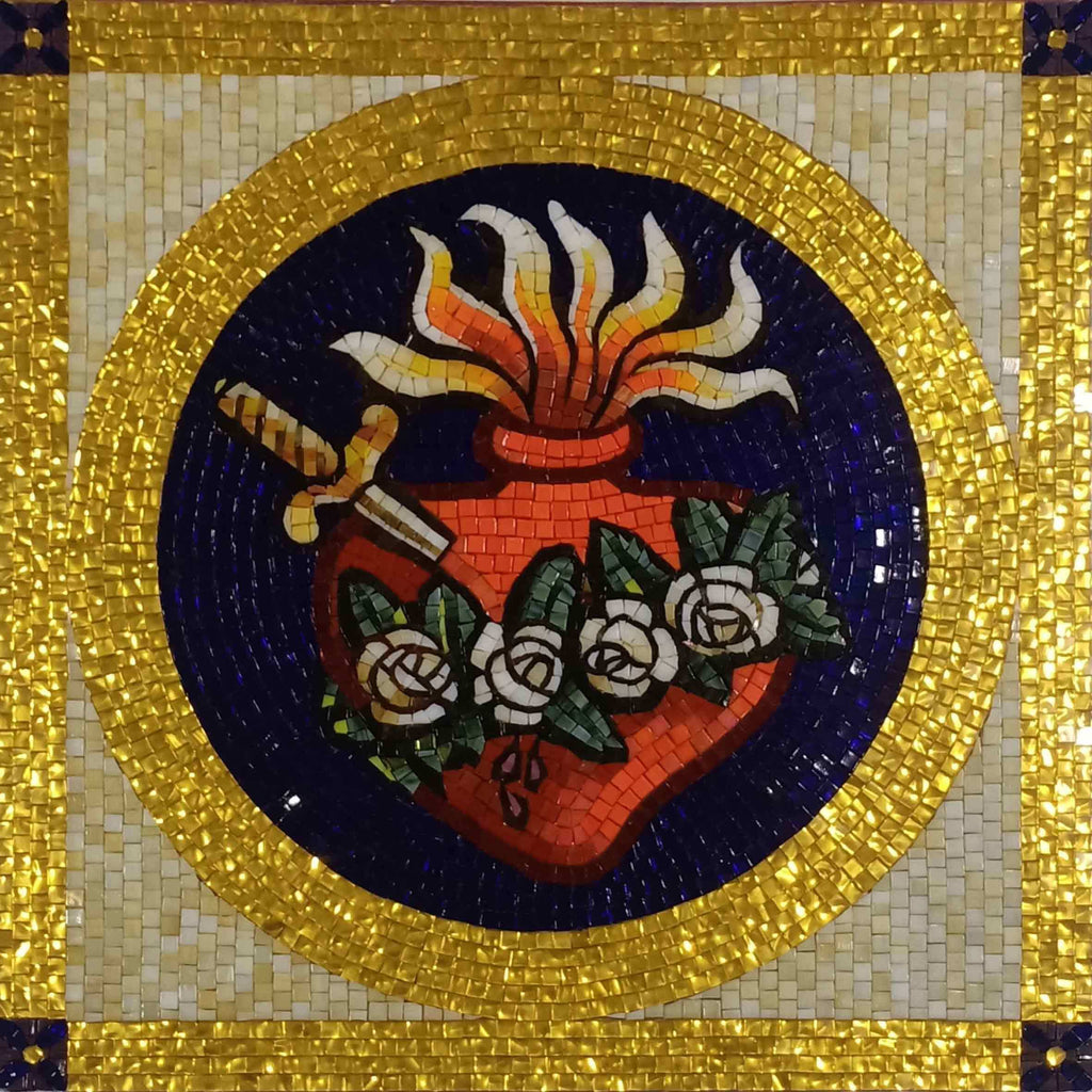 Arte em mosaico de vidro - Sagrado Coração