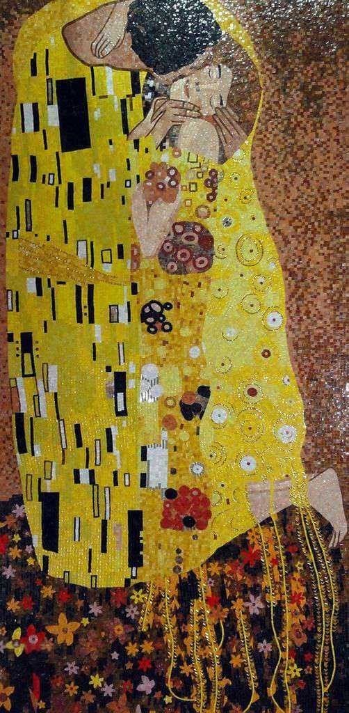 Gustav Klimt El Beso" - Reproducción en Mosaico de Vidrio " Mozaico