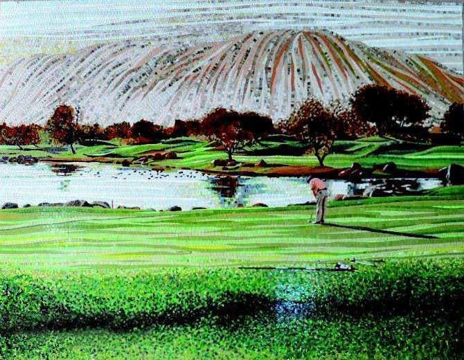 La cancha de golf - Arte mural en mosaico Mozaico