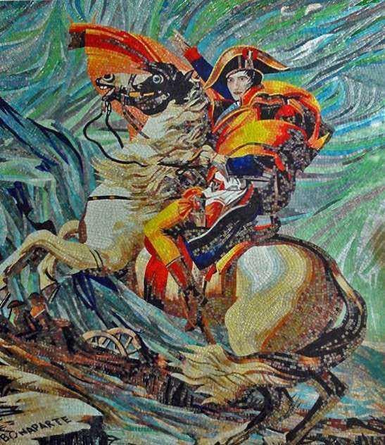 Jacques Louis David Napoleon Crossing The Alps - Glass Mosaic Reproduction Piece Showcases - Mesh Backing