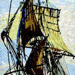 Sailing Ship on Blue Sea |Aegean Ship - Glass Mosaic Art - Mesh Backing