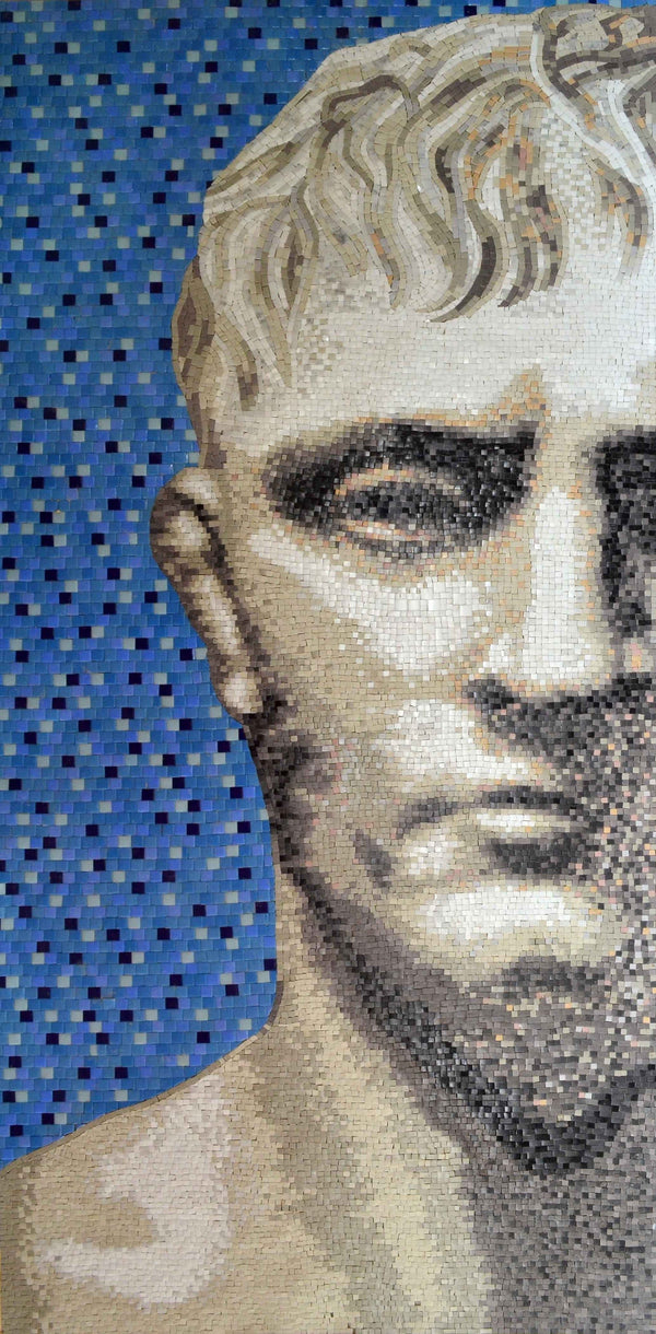 Classical Roman Portrait - Glass Mosaic Mural Handmade - Mesh Backing