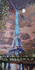 Eiffel Tower at Moonlight Scenery Glass and Marble Mosaic Mural Mozaico