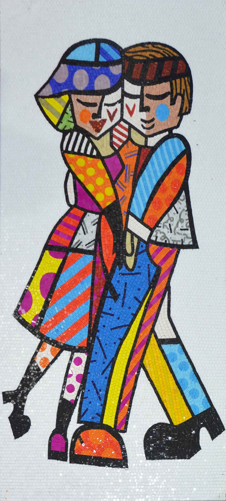 Opera d'arte in mosaico di vetro amore funky