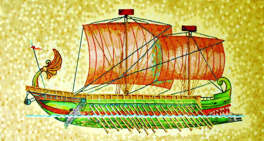 Phoenician Ship Glass Mosaic