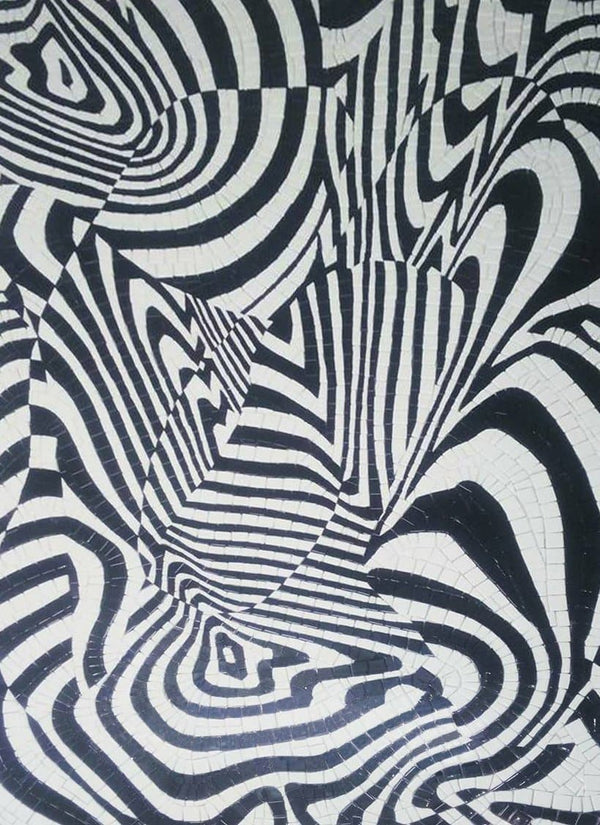 Zebra Optical Illusion - Glass Abstract Mosaic Art - Mesh Backing