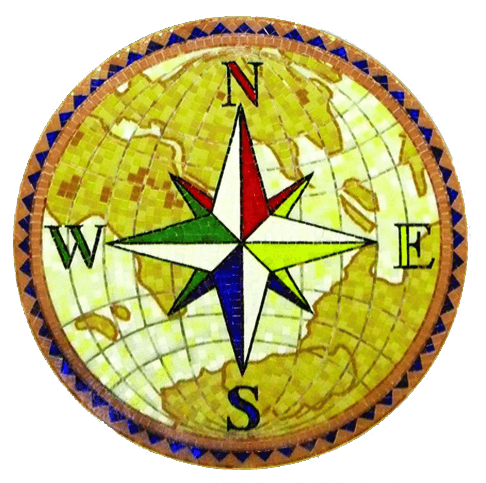 World Globe - Compass Mosaic Design