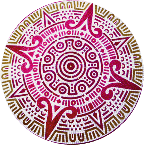 Aztec Sun Medallion - Glass Mosaic Art - Mesh Backing