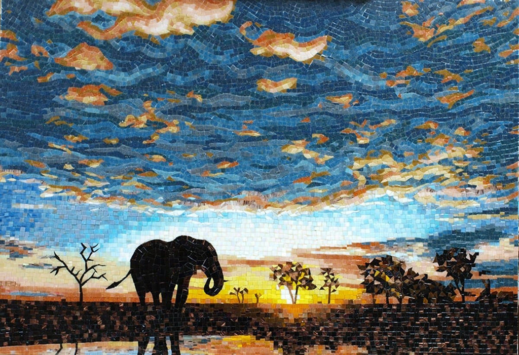Arte de mosaico de vidrio - Elefante