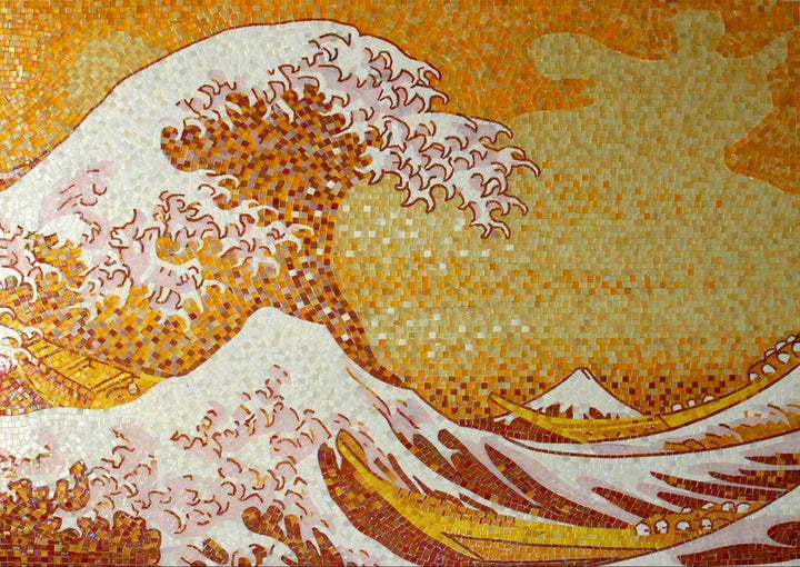 Arte de vidro em mosaico de ondas