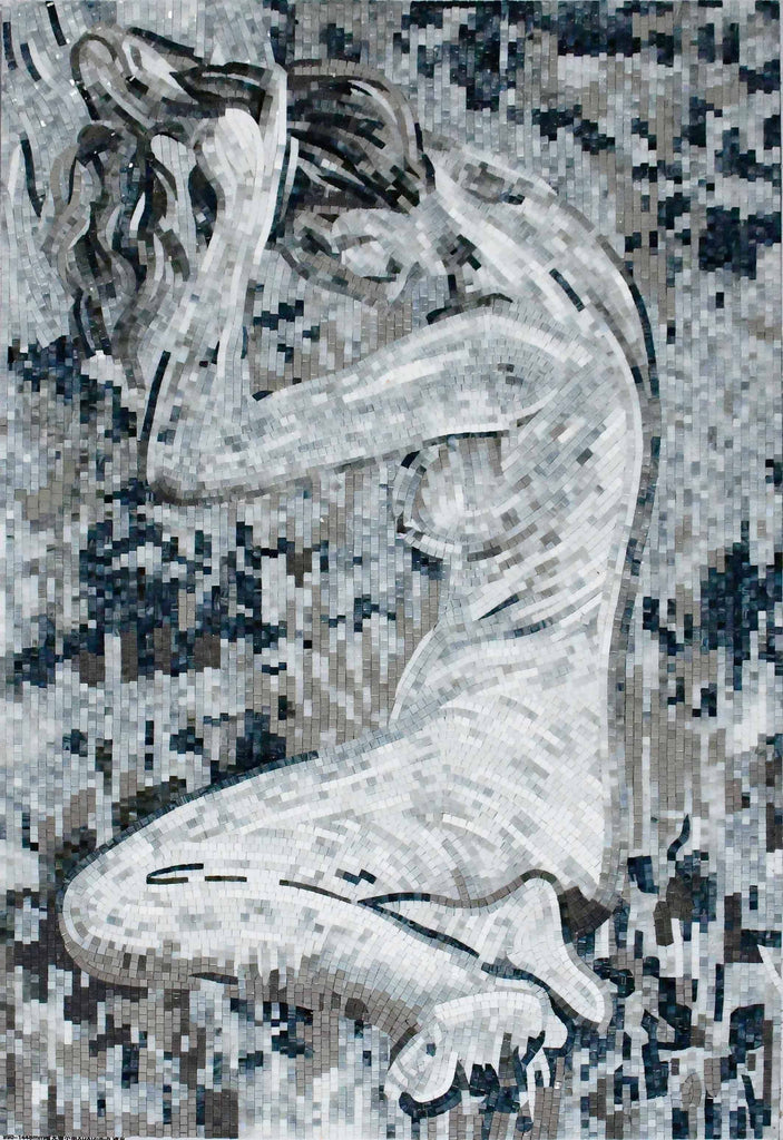 Mulher tomando banho - arte em mosaico