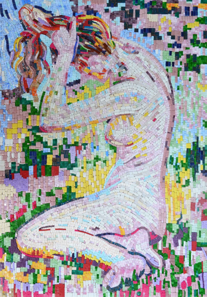 Mosaikreproduktion eines sitzenden Aktes - Theo van Rysselbergh