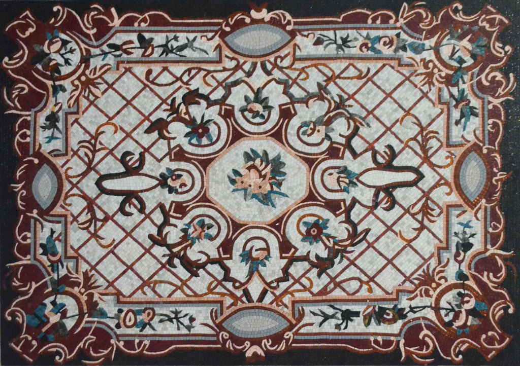 Alfombra Diseño Floral - Mosaico de Vidrio