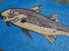 Pescado marrón en azul - Arte del mosaico de pescado