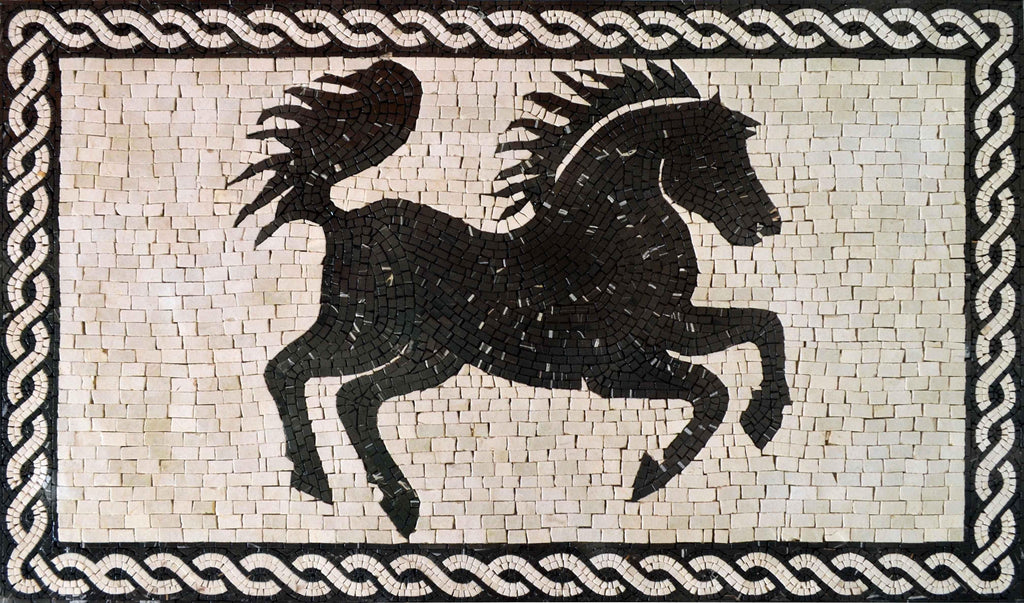 Handmade Marble Mosaic - Black Horse Mozaico