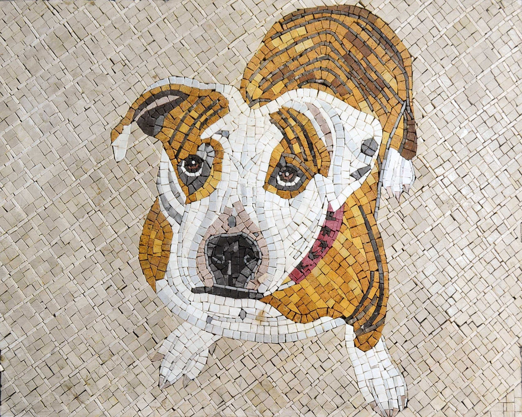 Mural Mosaico Mármol - Mascota Perro Mozaico