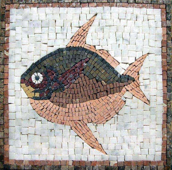 Exotic Fish - Marble Mosaic Aquatic Life - Mesh Backing