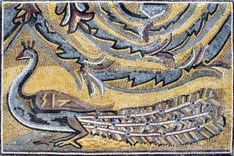 Arte de parede em mosaico - Pavão abstrato Mozaico