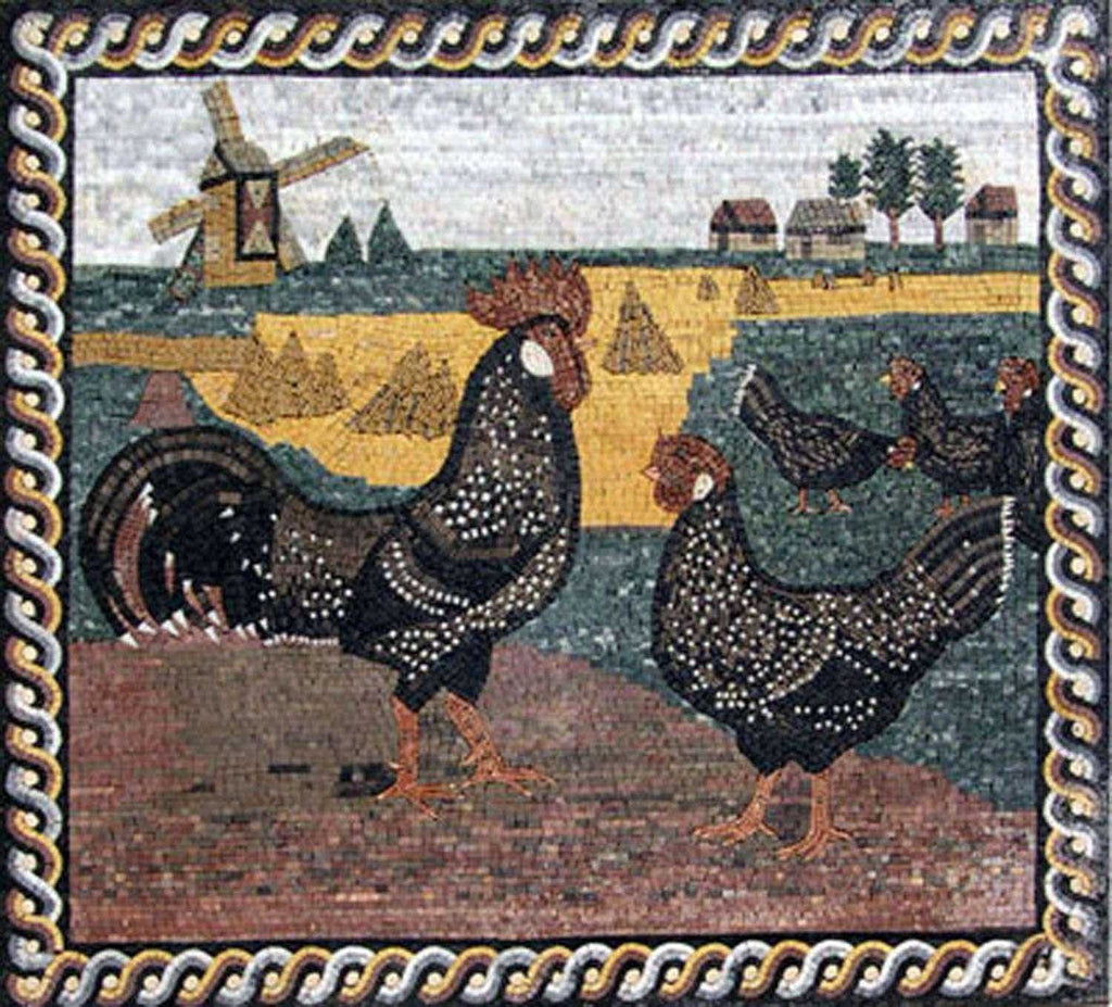 Alzatina Cucina Mosaico- Galline Mozaico