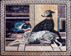 Art de la mosaïque en marbre - Chiens noirs et blancs Mozaico