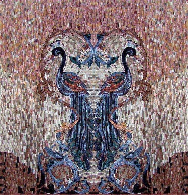 Arte Mosaico - Dos Pavo Reales Mozaico